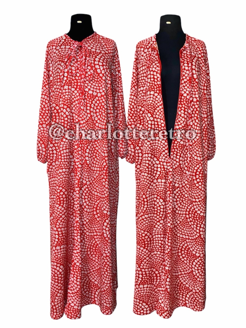 70s vtg Reigning Beauty House Dress Robe